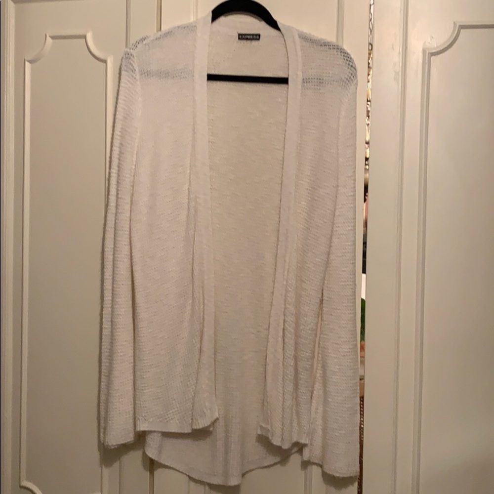 Express white thermal long open sweater. Small